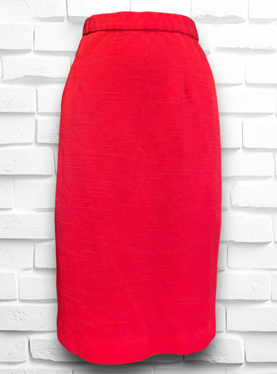 1970’s Red Polyester Linen Skirt & Sleeveless Top Set