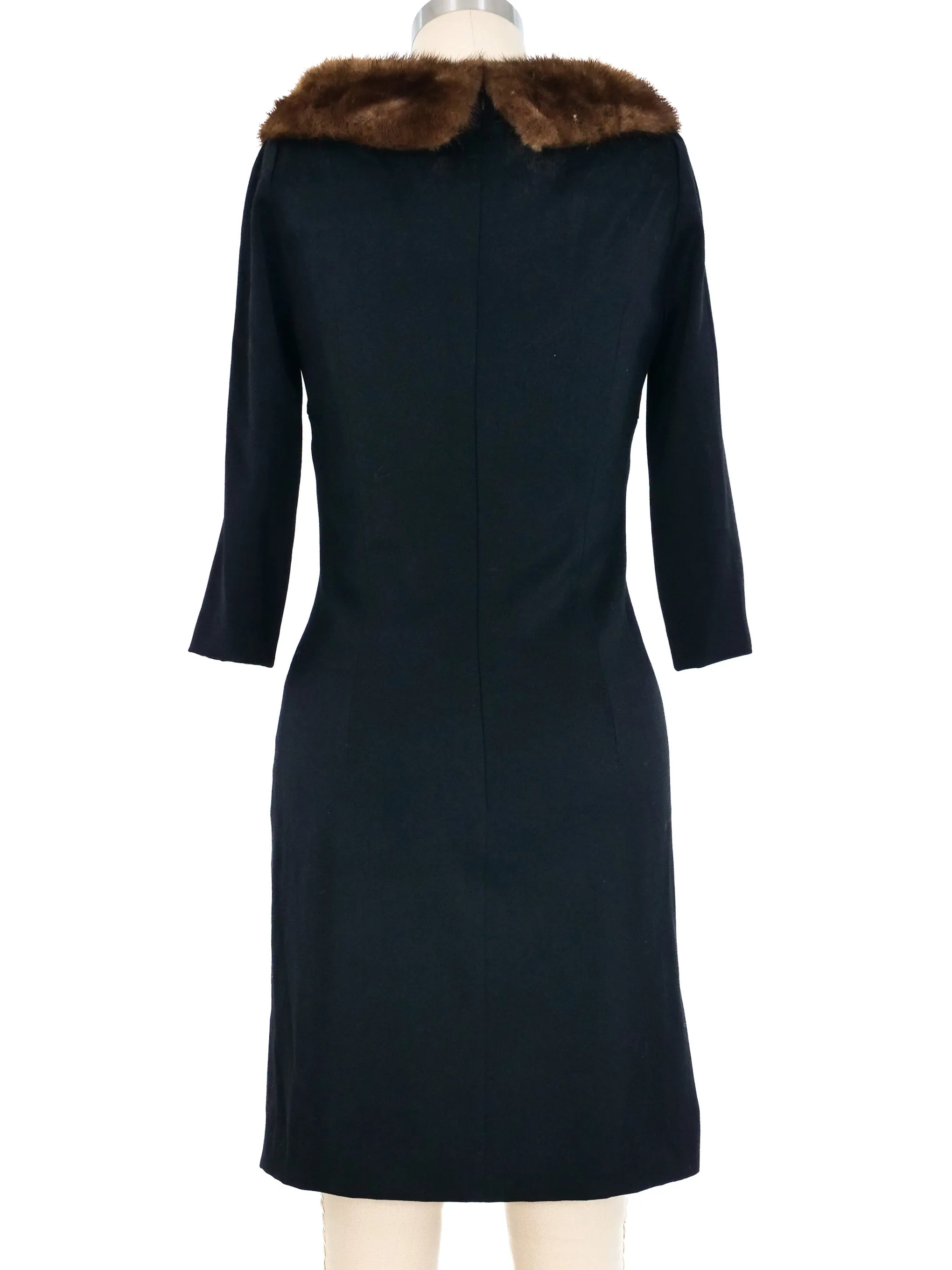 1990s Valentino Fur Collar Bodycon Dress
