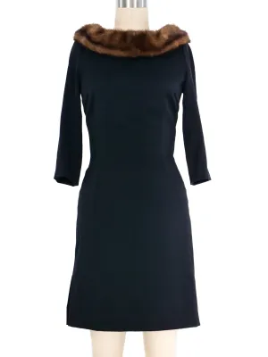 1990s Valentino Fur Collar Bodycon Dress