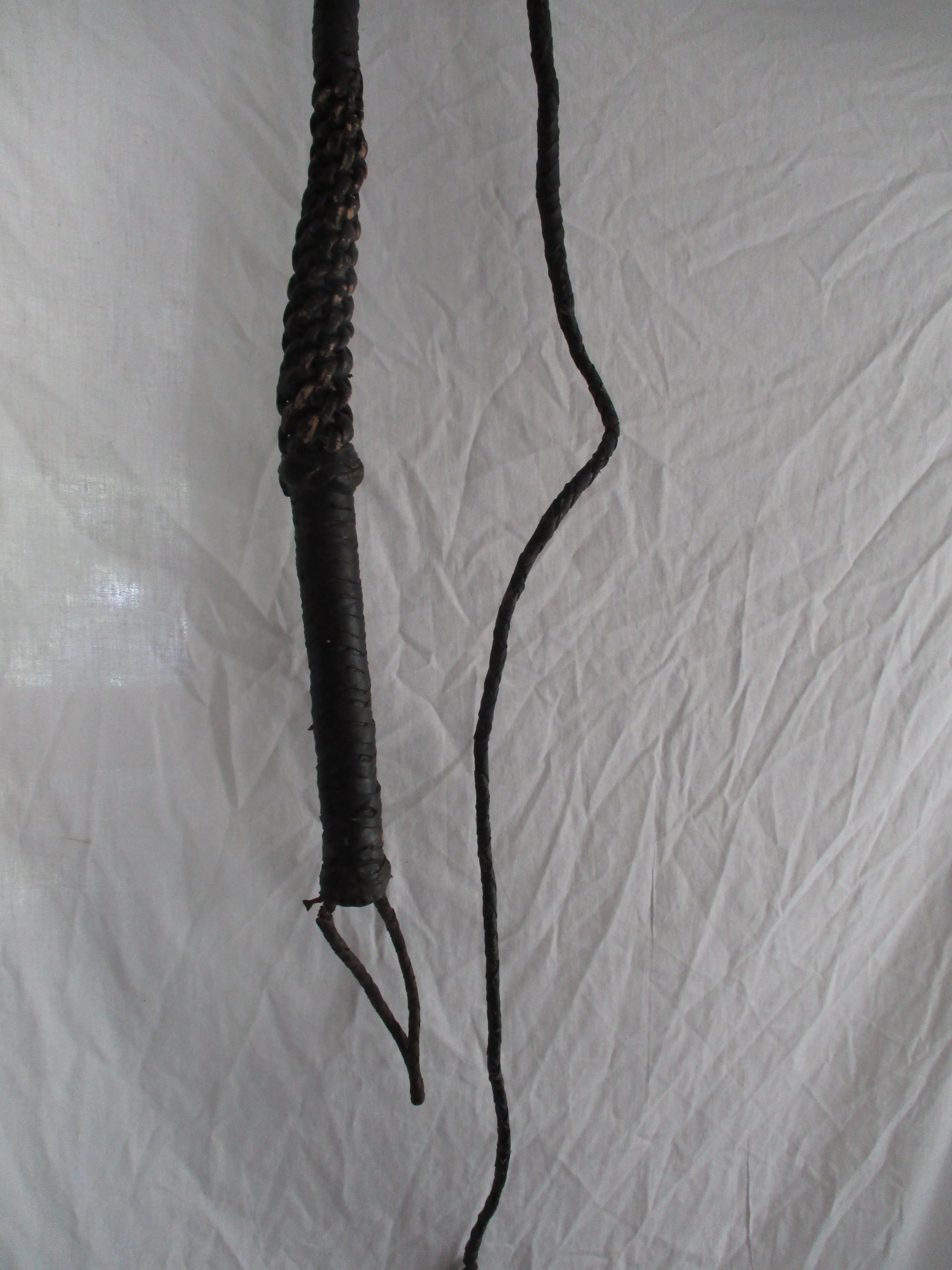 6Ft Vintage Distressed Leather Horse Riding Crop Whip Lash Equestrian Braided Toy
