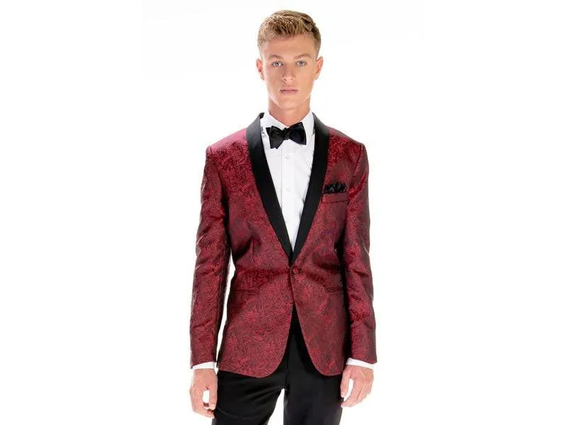 Apple Red Aria Paisley Shawl lapel Dinner Jacket Tuxedo Rental