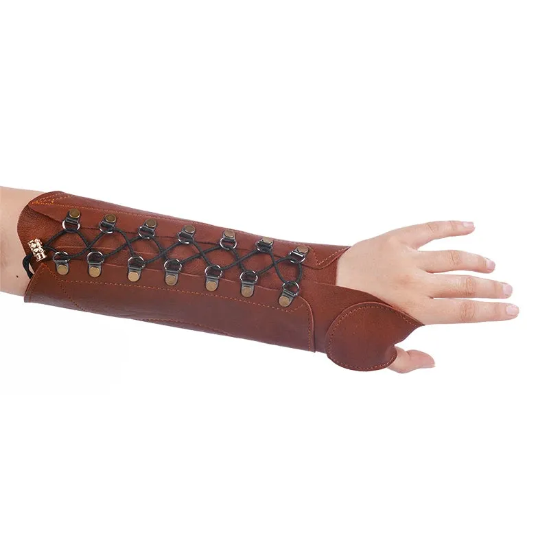 Arm Guard Cow Leather Arm Protector Adjustable Strap for Recurve Bow