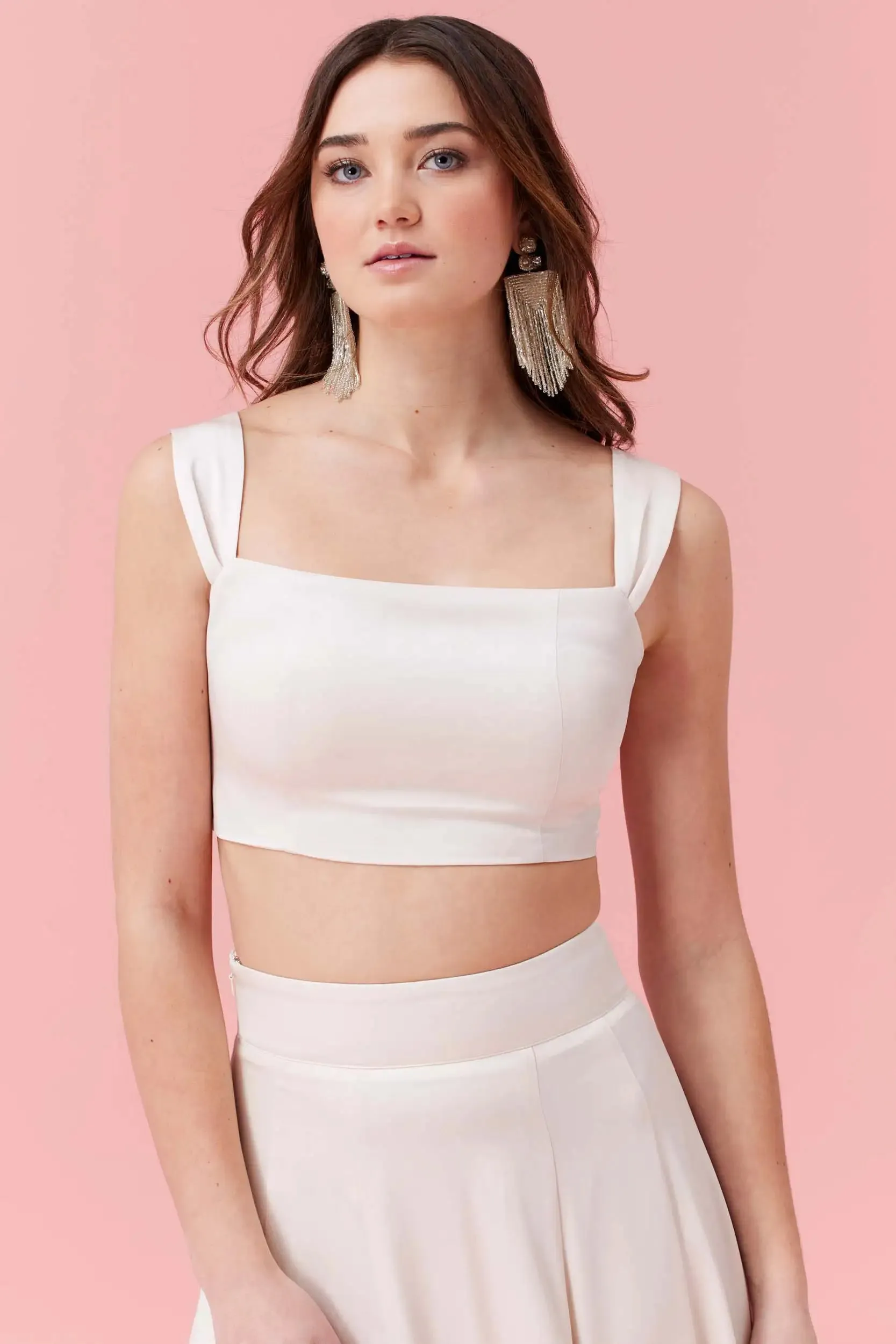 Barton Skirt | Ivory Satin Maxi Skirt with Top Set