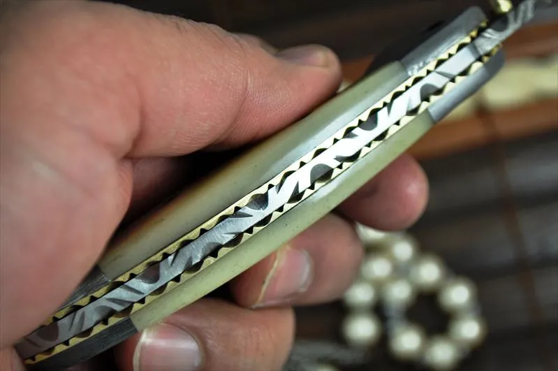 Beautiful Handmade Damascus Folding Knife with Liner Lock Mechanism