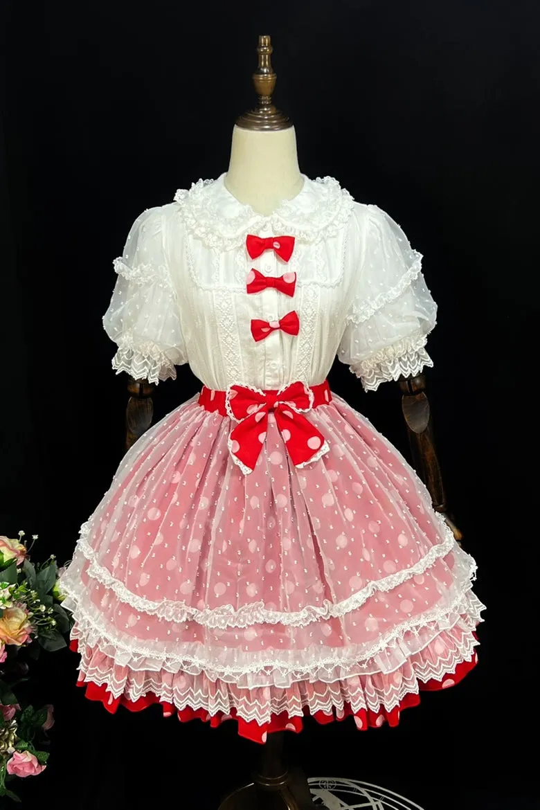 (BFM)DMFS Lolita~Elastic Waist Lolita Skirt with Chiffon and Mesh