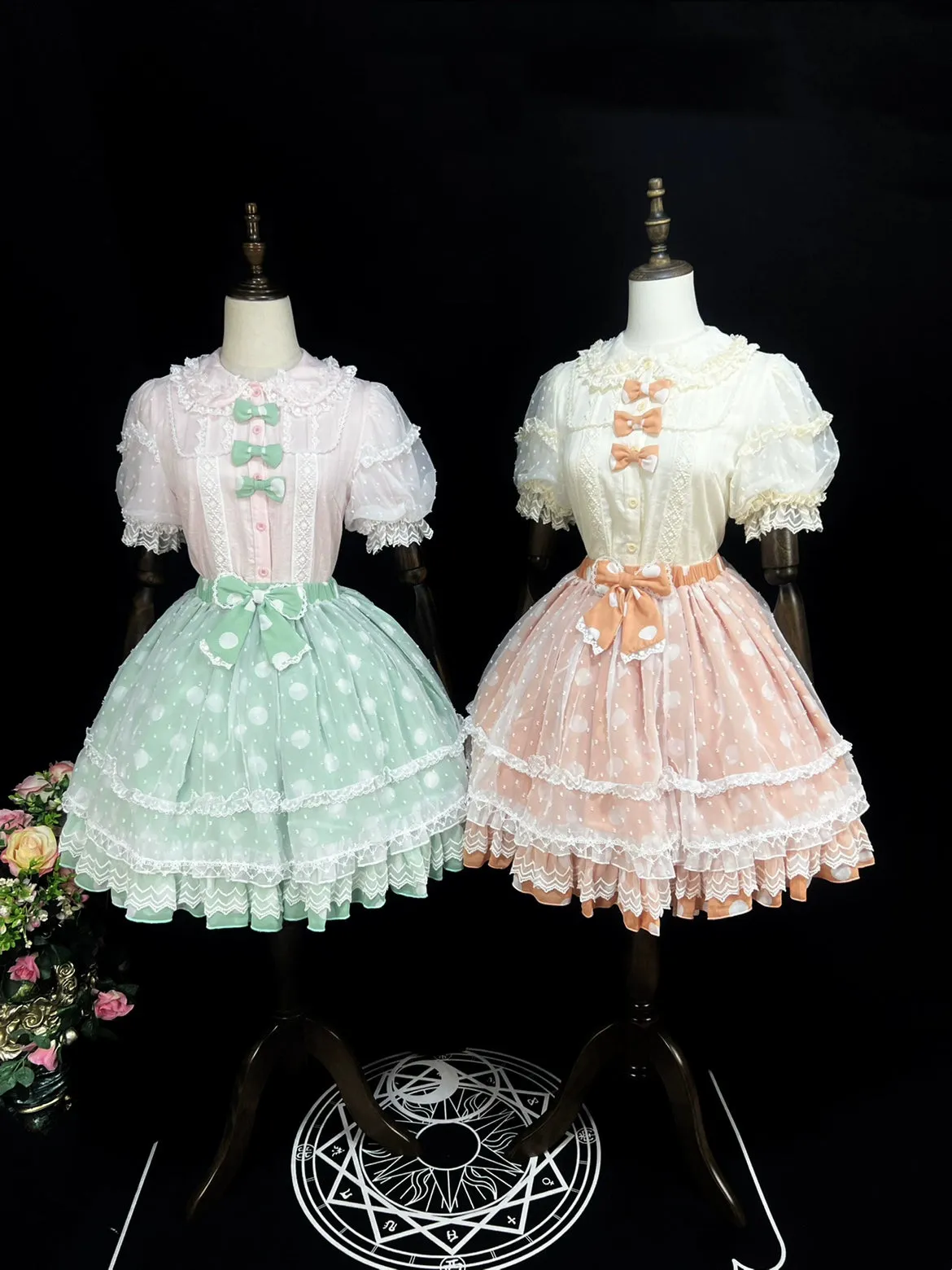 (BFM)DMFS Lolita~Elastic Waist Lolita Skirt with Chiffon and Mesh