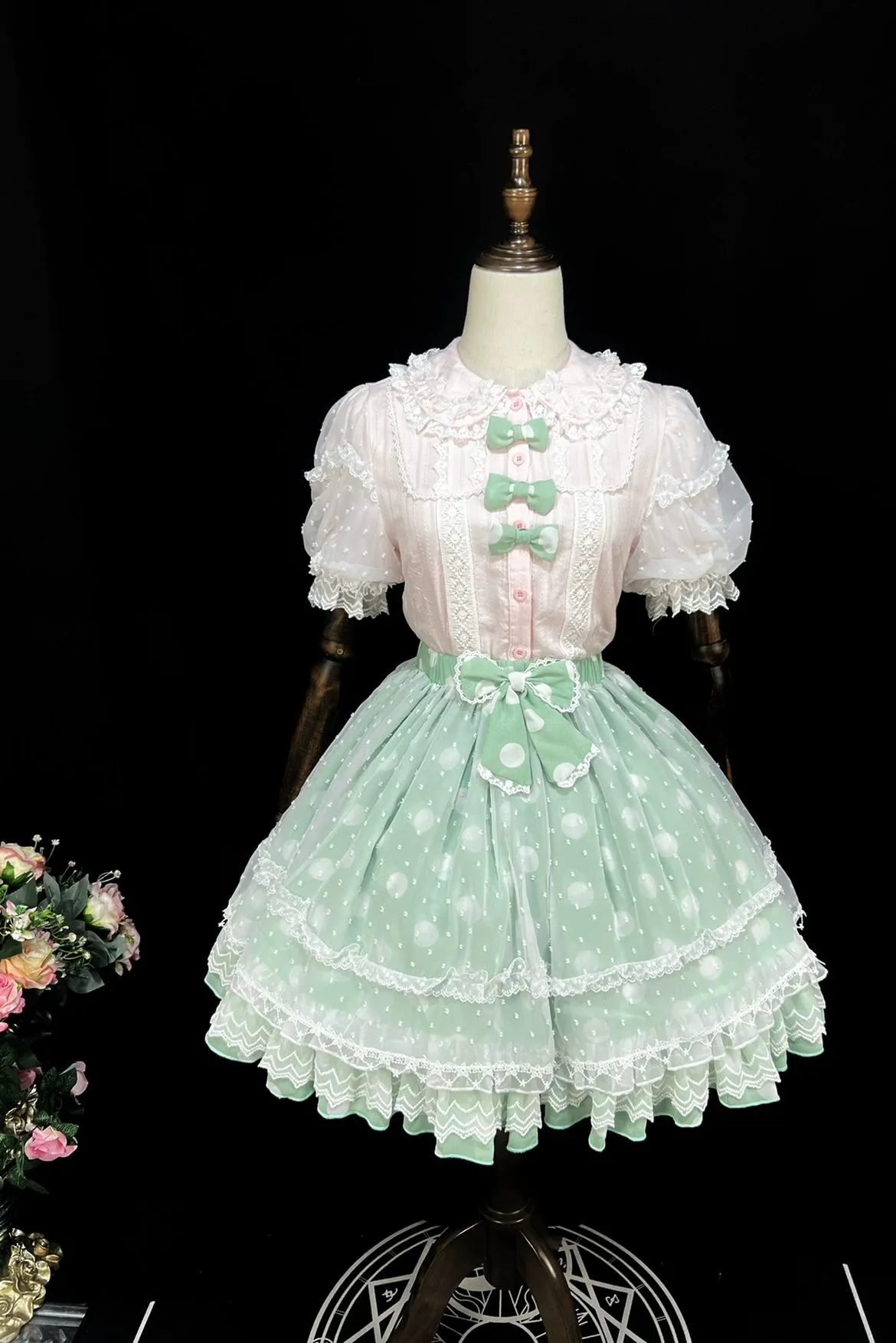 (BFM)DMFS Lolita~Elastic Waist Lolita Skirt with Chiffon and Mesh