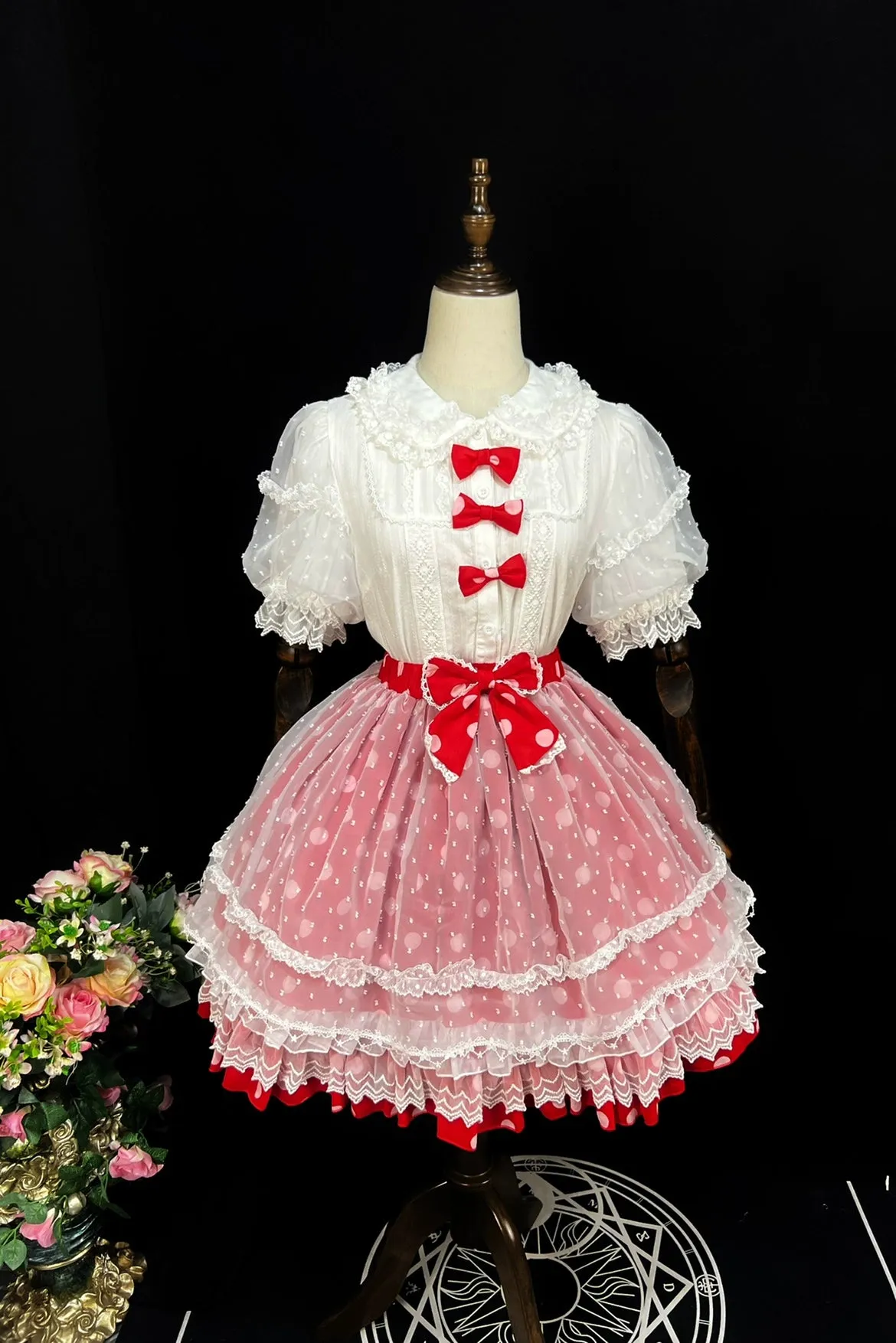 (BFM)DMFS Lolita~Elastic Waist Lolita Skirt with Chiffon and Mesh