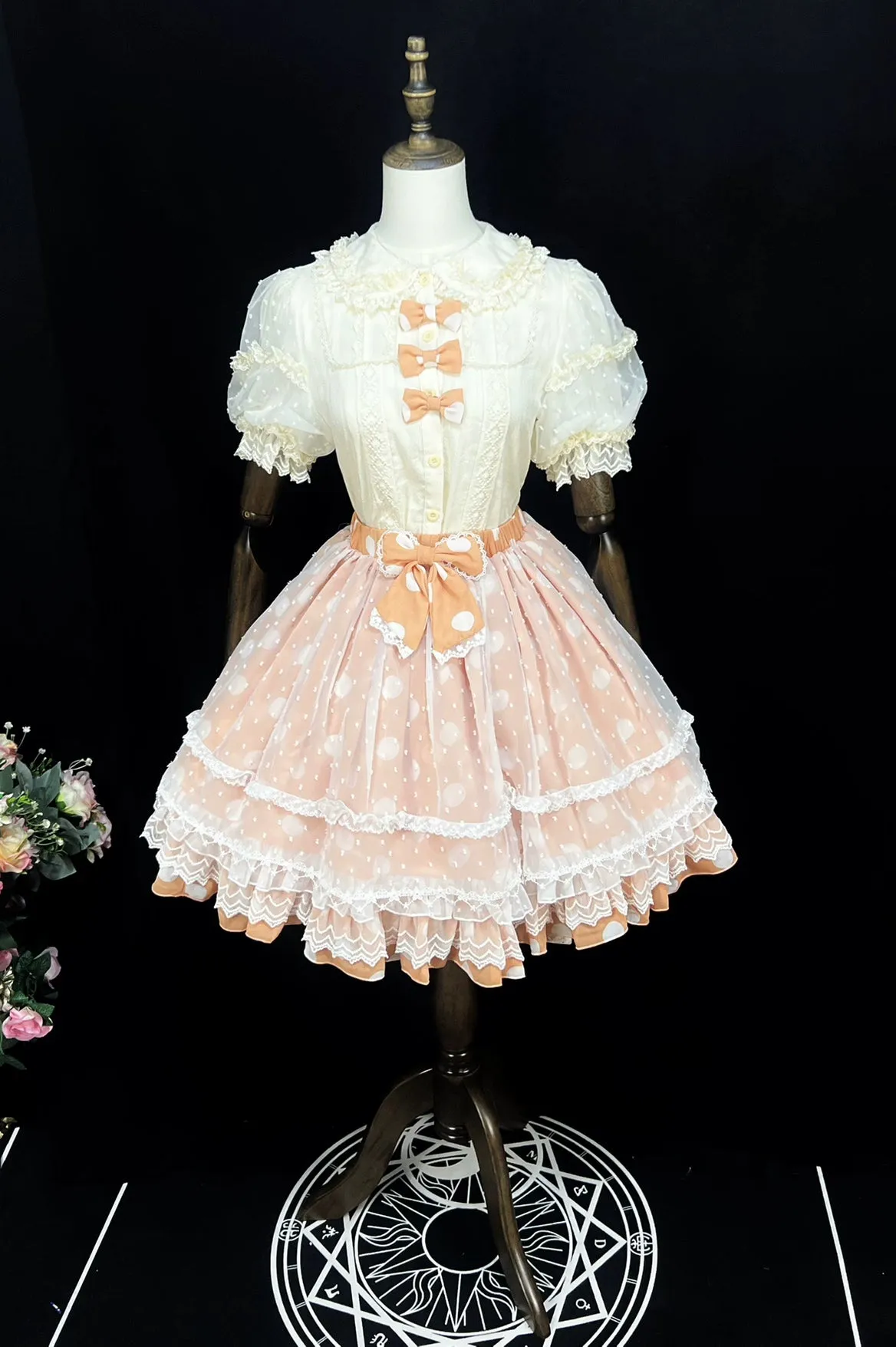 (BFM)DMFS Lolita~Elastic Waist Lolita Skirt with Chiffon and Mesh