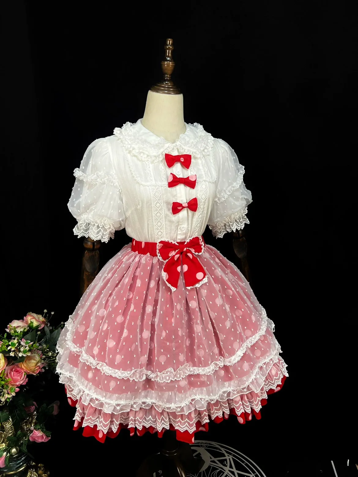 (BFM)DMFS Lolita~Elastic Waist Lolita Skirt with Chiffon and Mesh