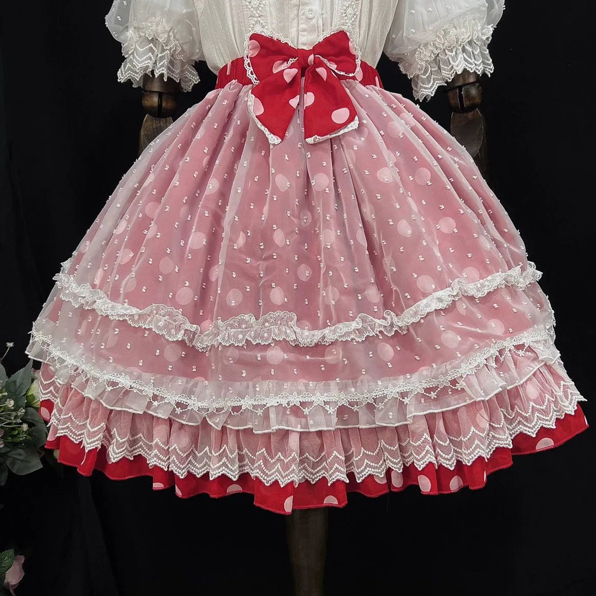 (BFM)DMFS Lolita~Elastic Waist Lolita Skirt with Chiffon and Mesh