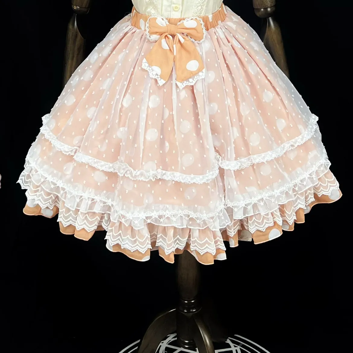 (BFM)DMFS Lolita~Elastic Waist Lolita Skirt with Chiffon and Mesh