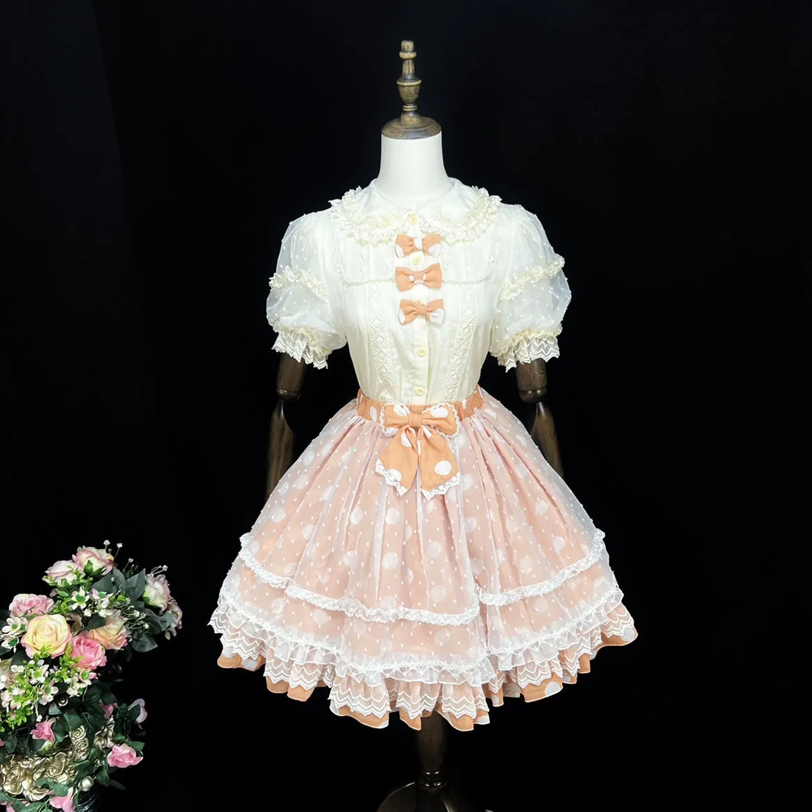 (BFM)DMFS Lolita~Elastic Waist Lolita Skirt with Chiffon and Mesh