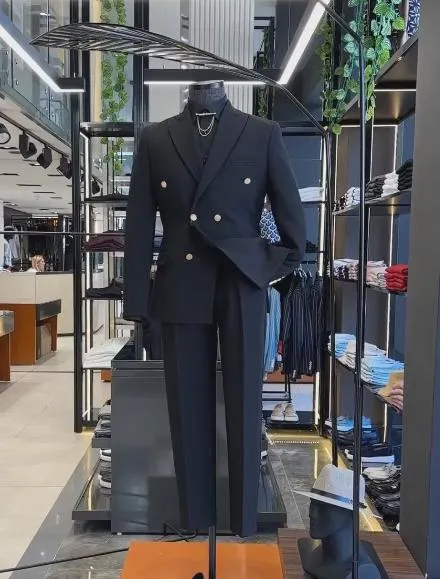 Black button down suit