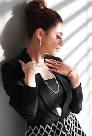 Black Peplum Embellished Blazer