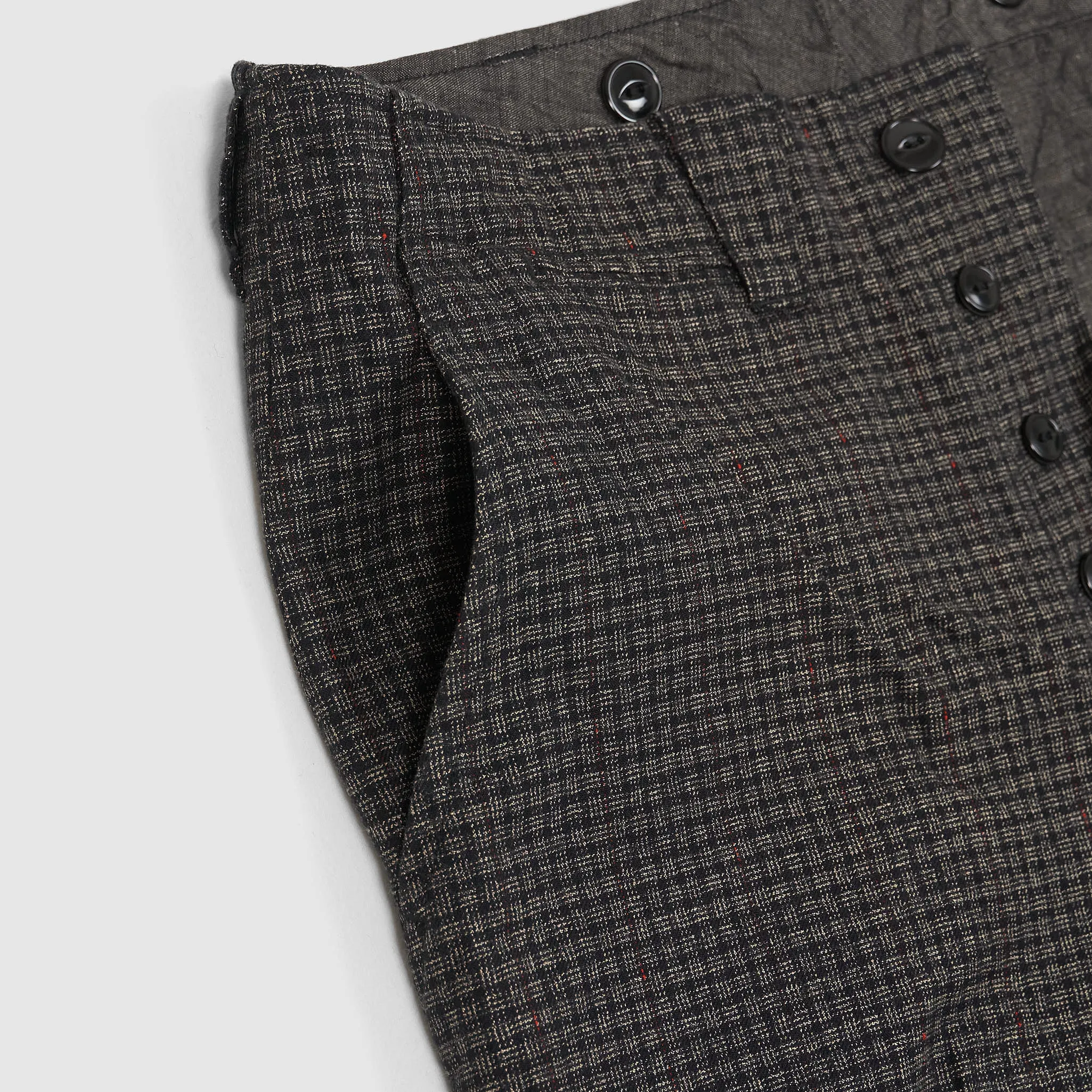 Black Sign Twisted  Plaid  Cotton Trousers