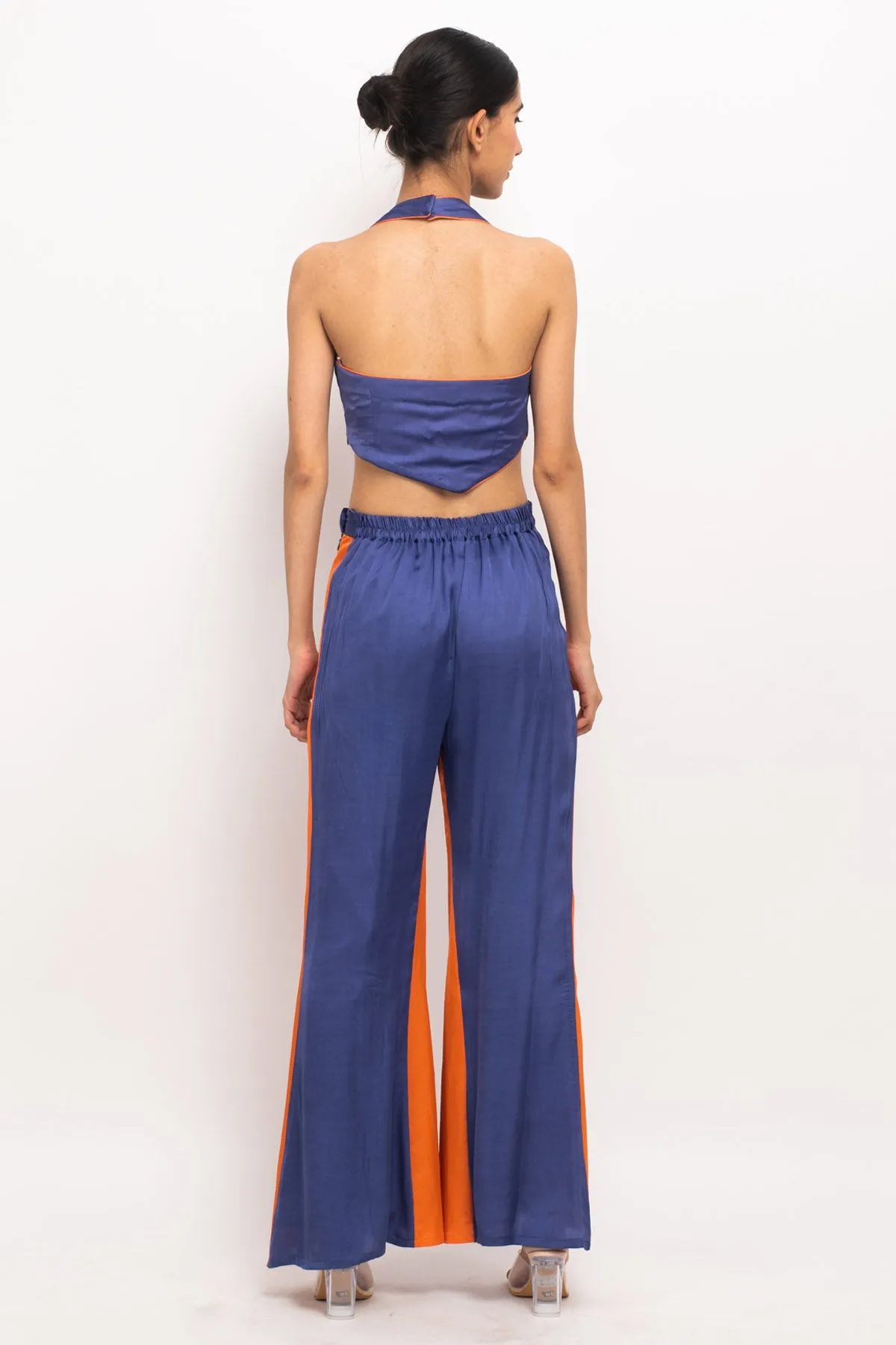 Blue & Orange Color Blocked Co-ord Set