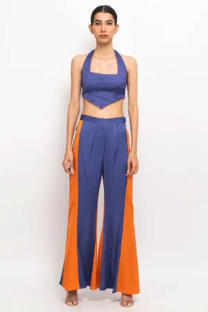 Blue & Orange Color Blocked Co-ord Set