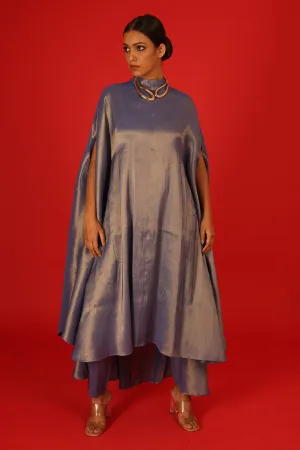 Blue Tissue Kaftan Style Kurta & Palazzo