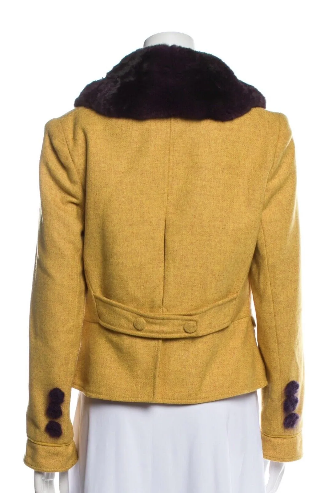 Blumarine Wool Chinchilla Fur Collar Jacket Size I 40 UK 8 US 4 S Small ladies