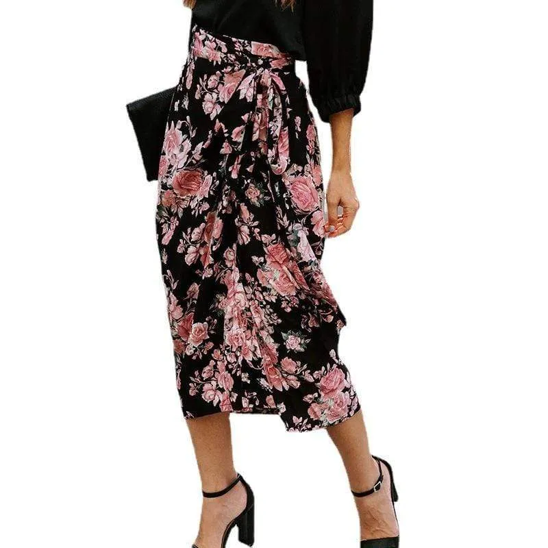Boho Pencil Split skirt with Floral print