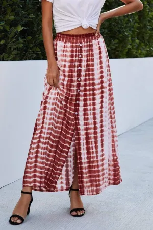 Boho Spotted Trapeze Midi Skirt