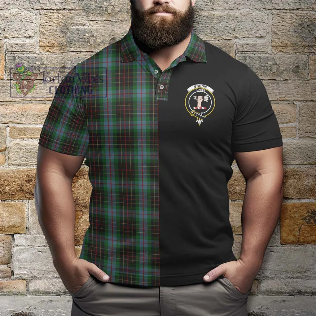 Brodie Hunting Tartan Polo Shirt with Family Crest and Half Of Me Style