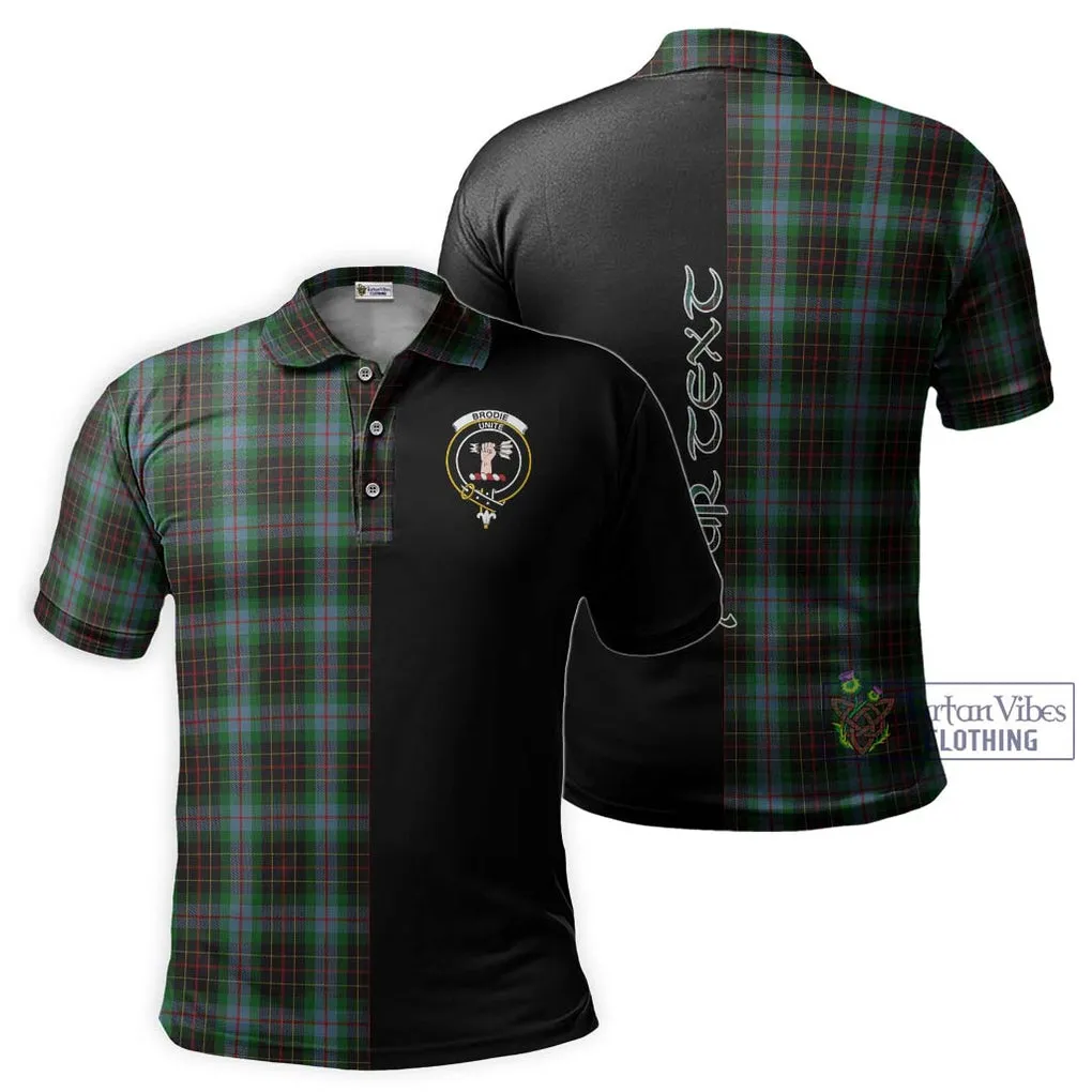 Brodie Hunting Tartan Polo Shirt with Family Crest and Half Of Me Style