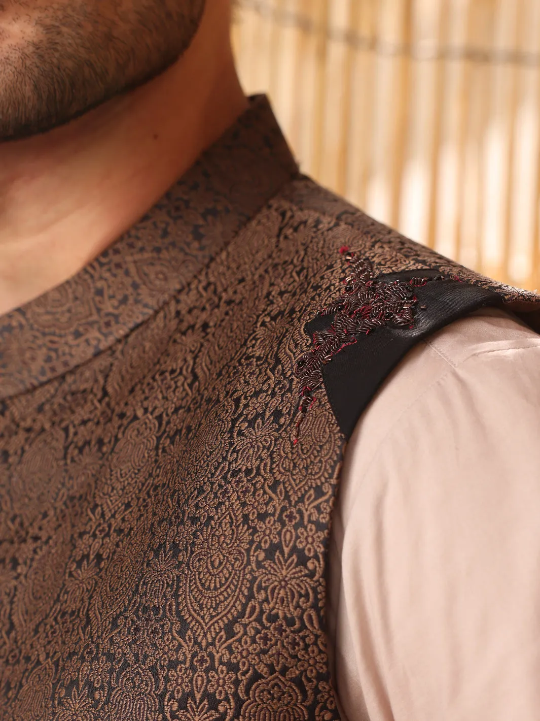 Brown Jacquard Waistcoat - AL-WC-340
