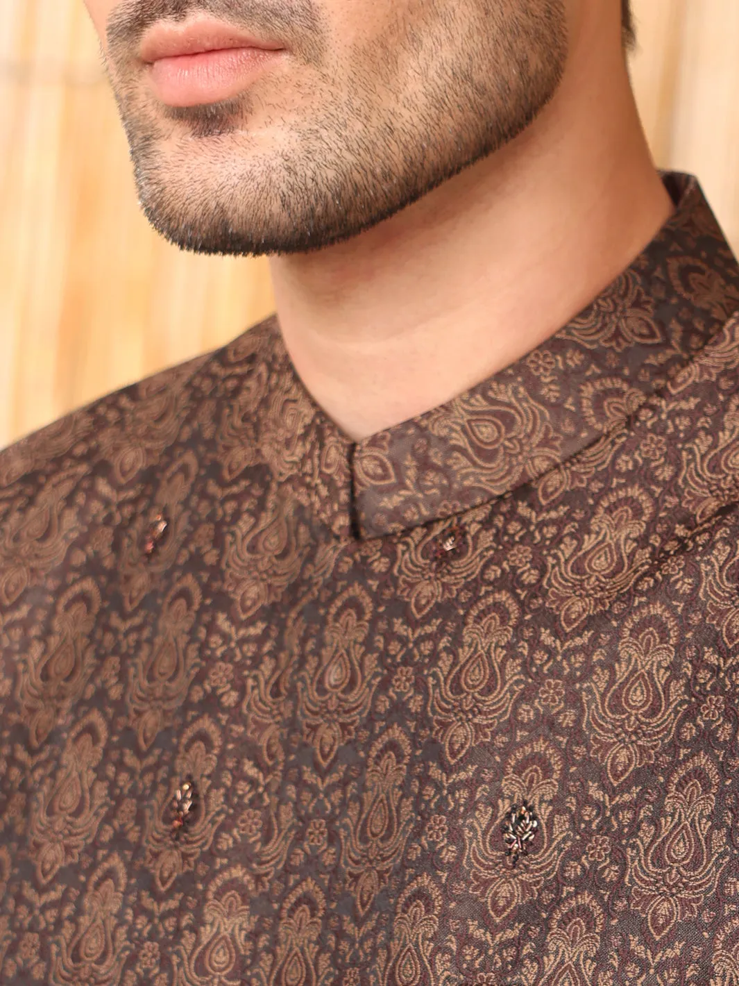 Brown Jacquard Waistcoat - AL-WC-370