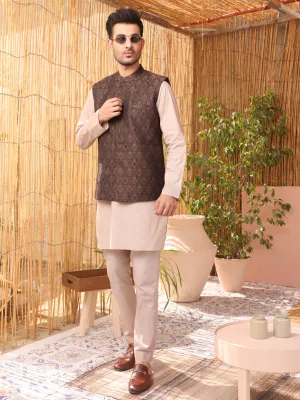 Brown Jacquard Waistcoat - AL-WC-370