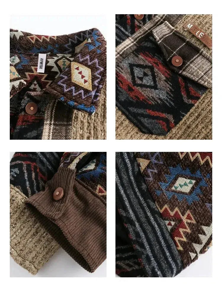 ChicMy-Fall Outfits -Autumn/Winter Coat Jacket INS Style Street Fashion Splicing Ethnic Patchwork Jacket