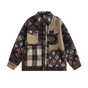 ChicMy-Fall Outfits -Autumn/Winter Coat Jacket INS Style Street Fashion Splicing Ethnic Patchwork Jacket