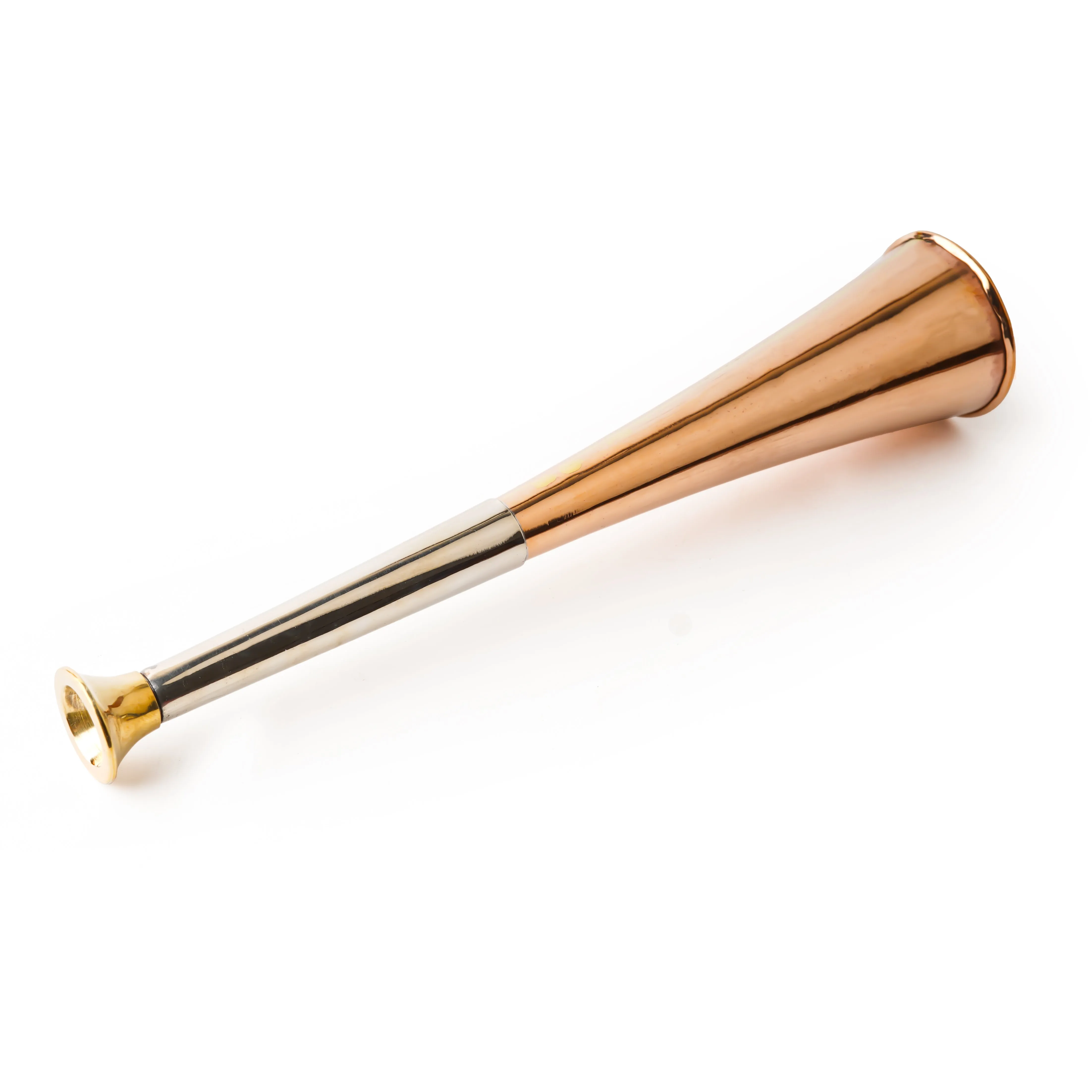 Copper Fox Hunting Horn with Four Bands and Brass Mouthpiece