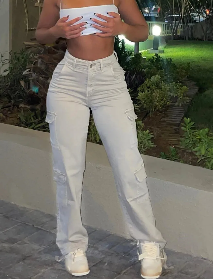 Cream Cargo Pants