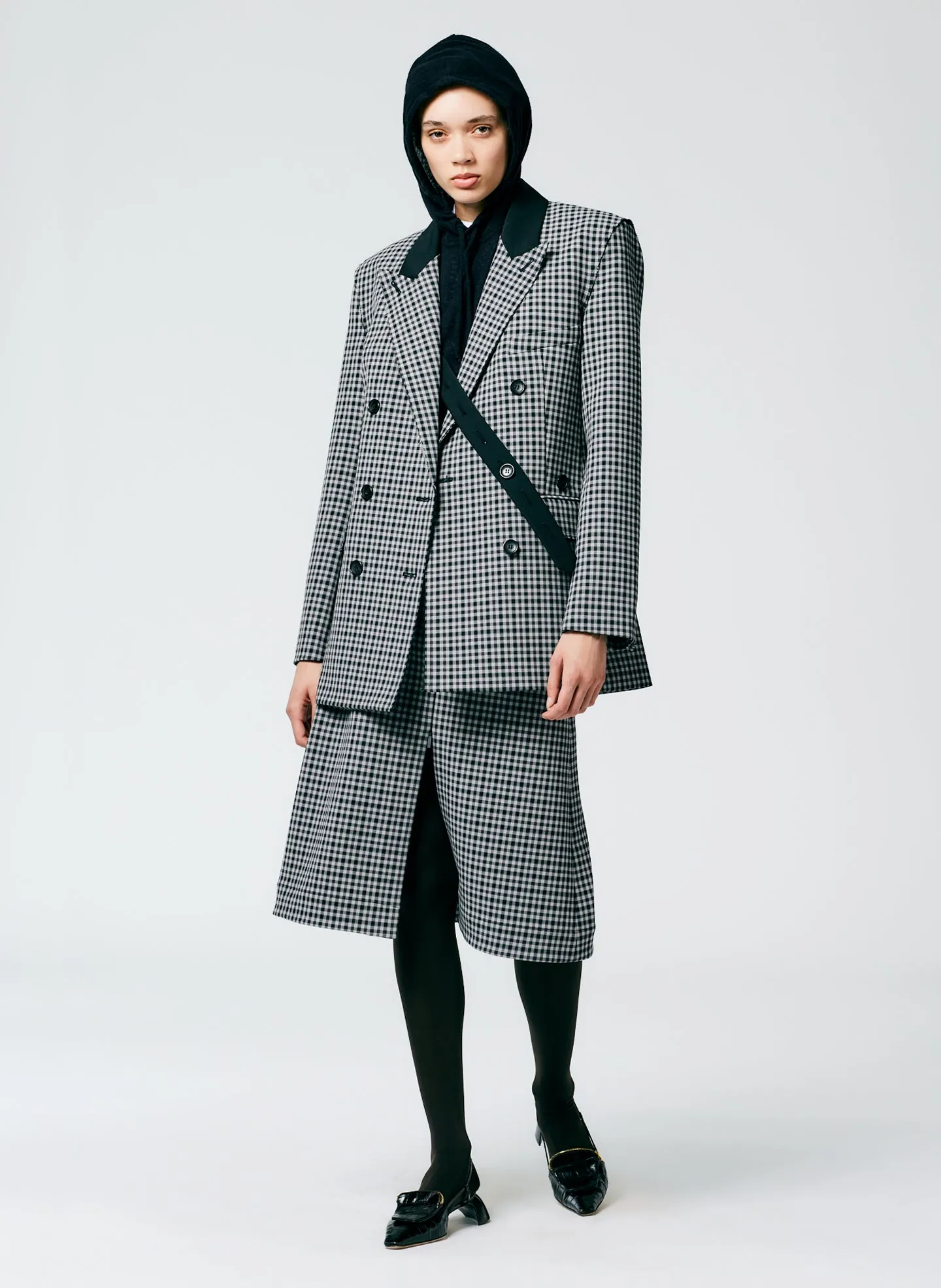 Double Faced Menswear Check Double Breasted Blazer