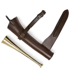 Elegant Fox Hunting Horn in Brass with Leather Case
