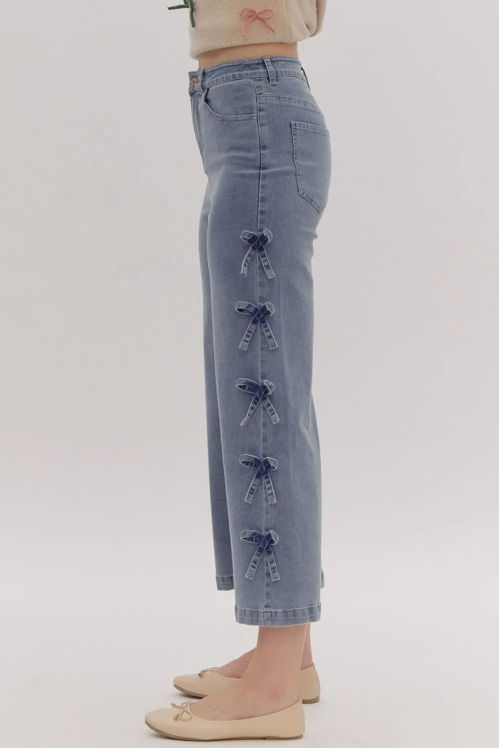 Entro Cropped MR Fixed Mini Bows Jeans