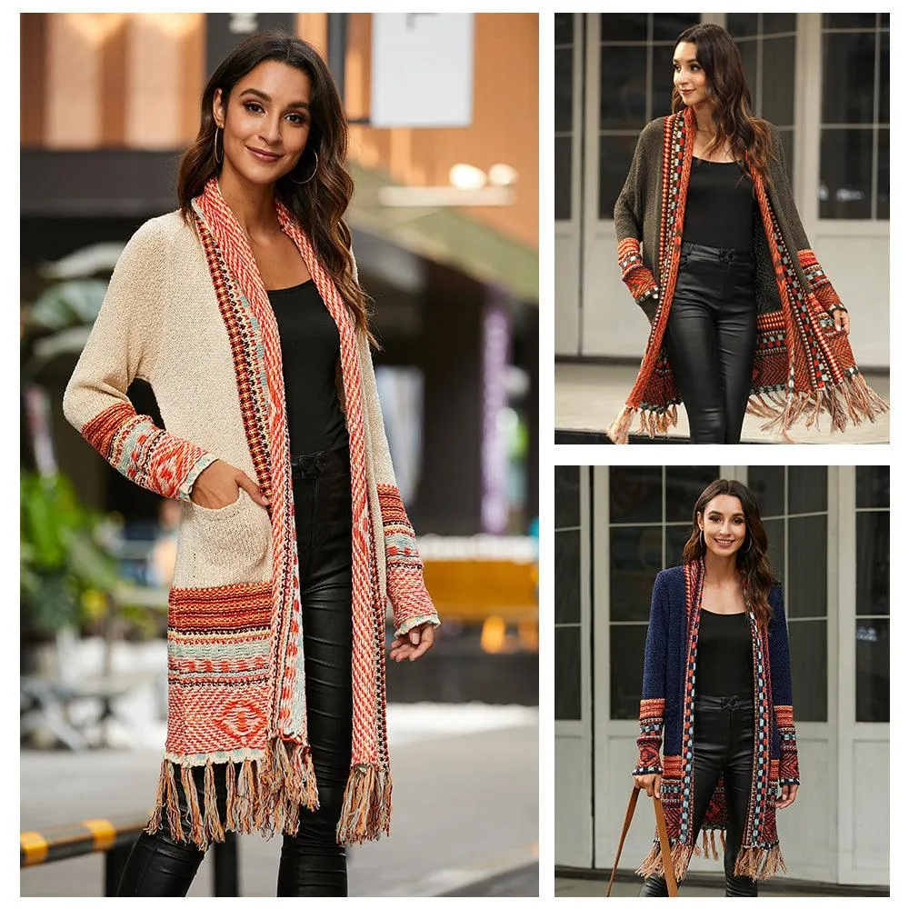 Ethnic Style Tassel Sweaters Coat