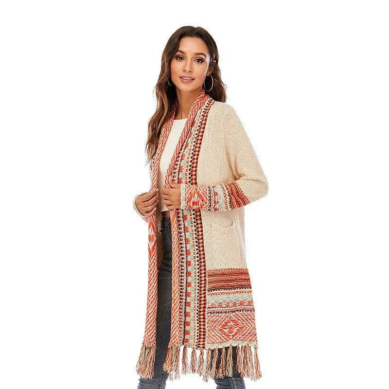 Ethnic Style Tassel Sweaters Coat