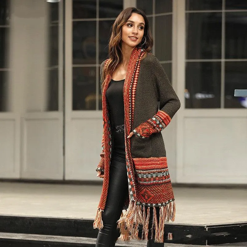 Ethnic Style Tassel Sweaters Coat