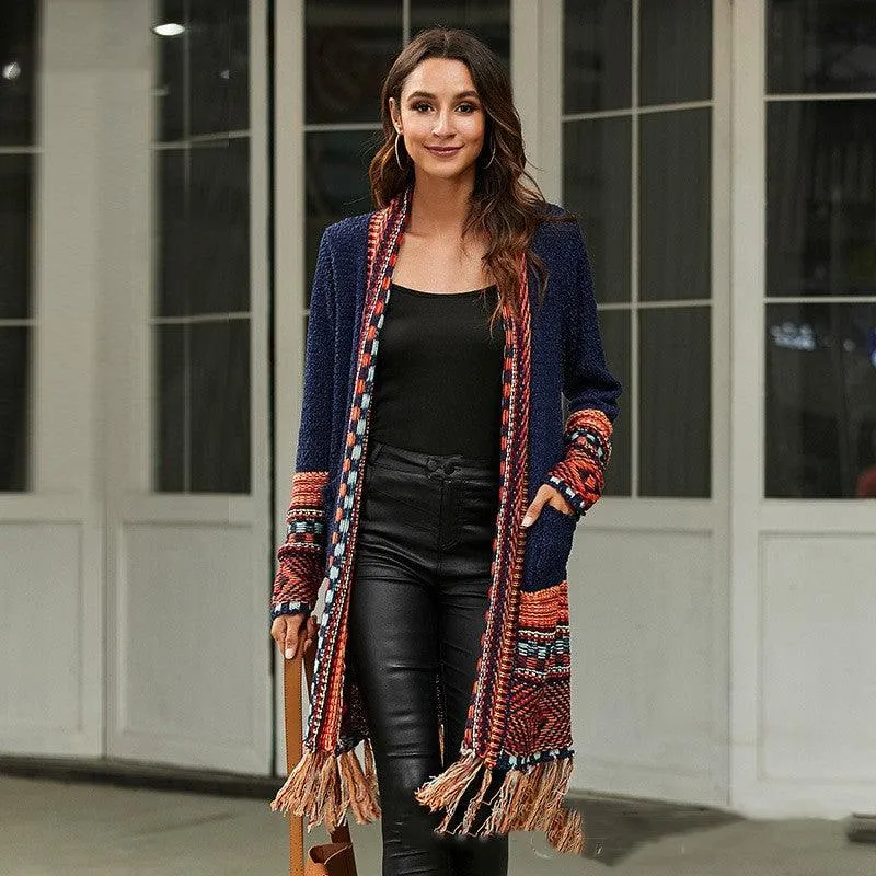 Ethnic Style Tassel Sweaters Coat