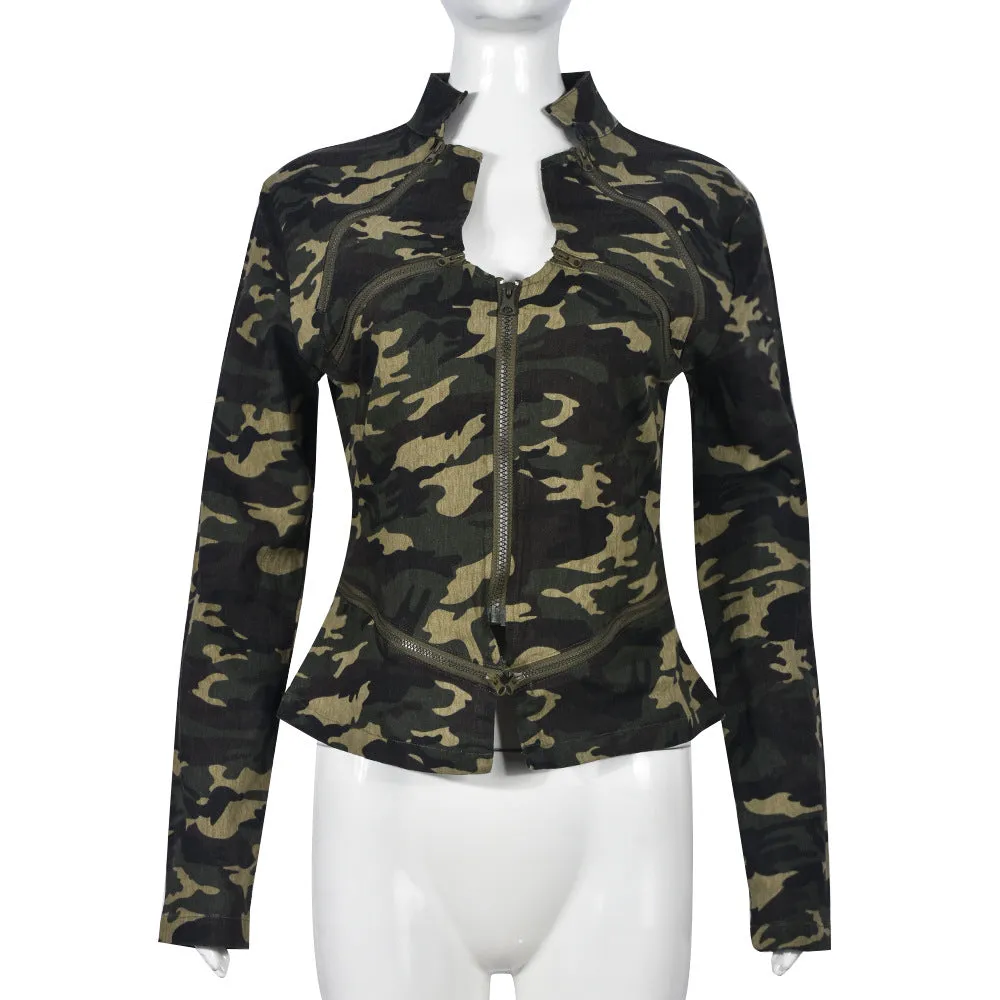 Fashion camouflage pocket coat AY3182