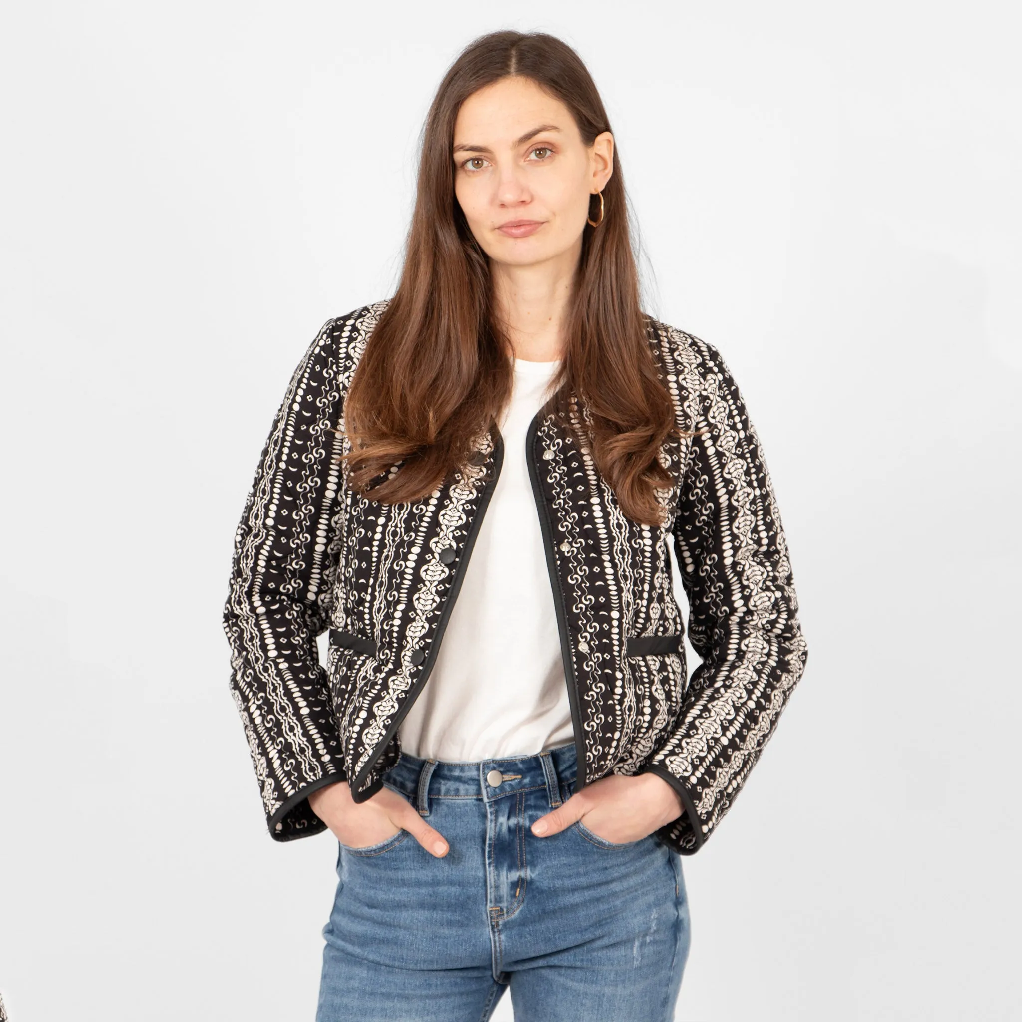 Greta Lightweight Box Jacket - Black, Moroccan Style