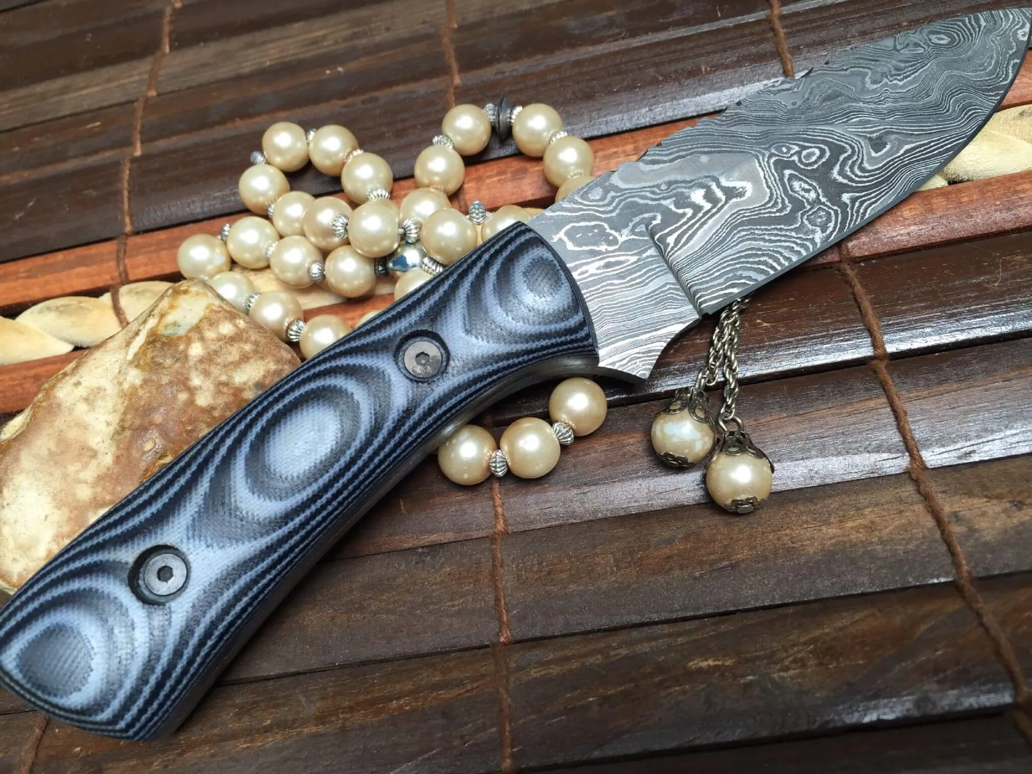 Handcrafted Damascus Hunting Knife with Micarta Handle