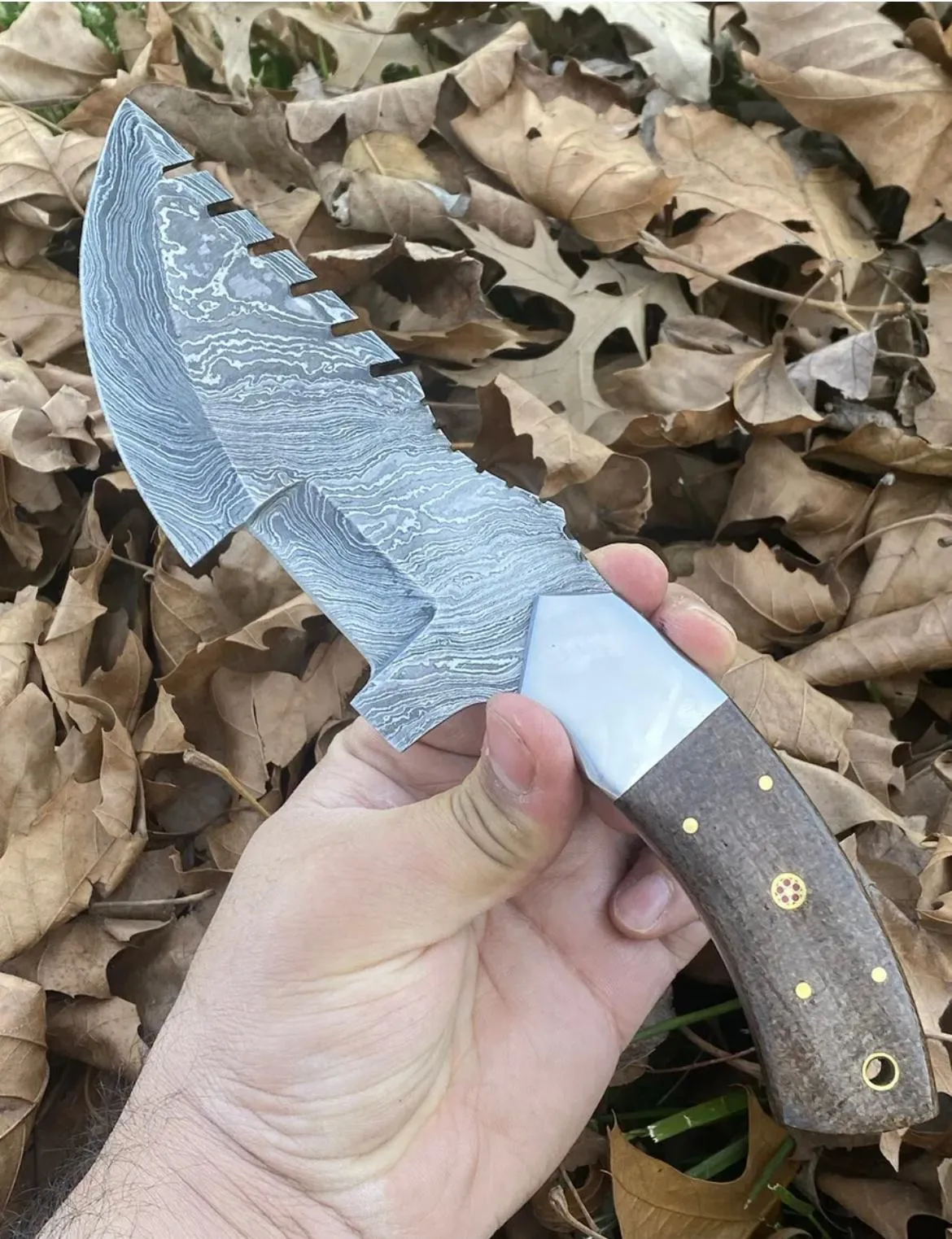 Handmade Damascus Buck Hunting Knife Full Tang Ideal Outdoor Survival x-111
