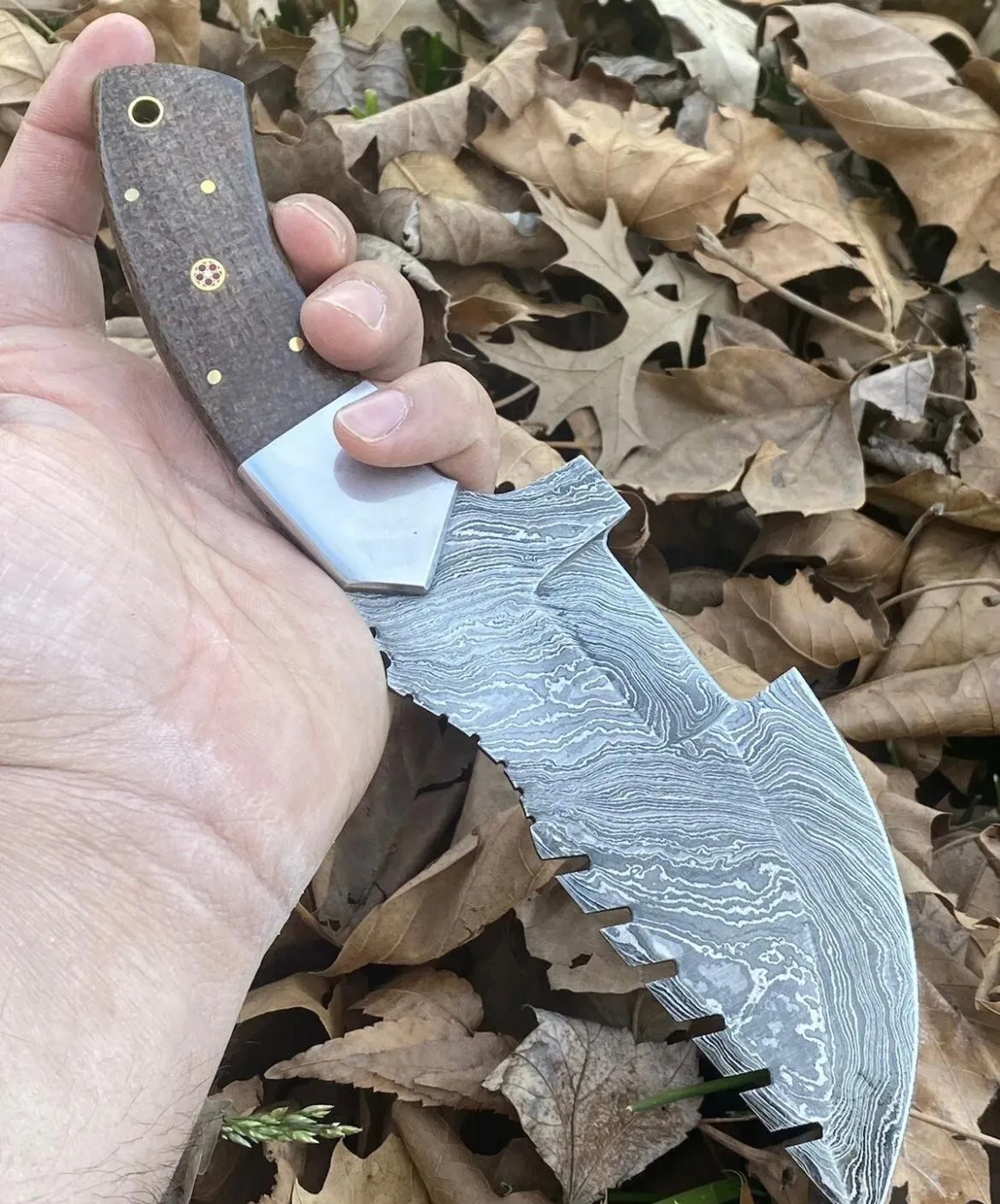 Handmade Damascus Buck Hunting Knife Full Tang Ideal Outdoor Survival x-111