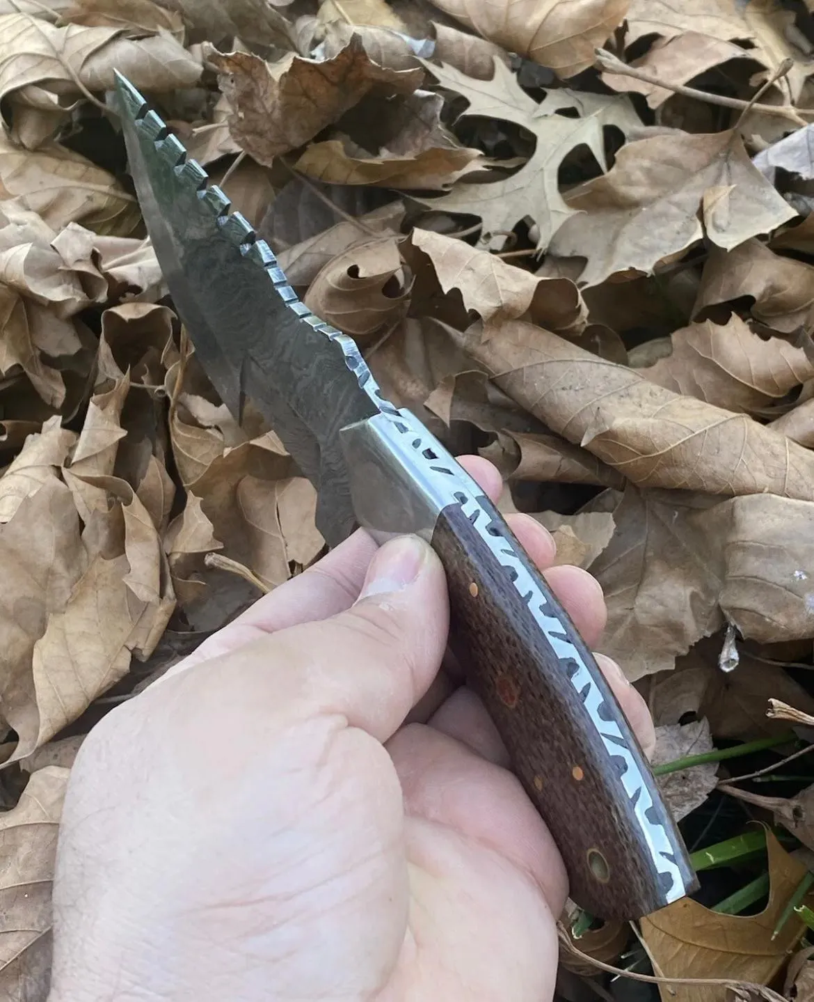 Handmade Damascus Buck Hunting Knife Full Tang Ideal Outdoor Survival x-111