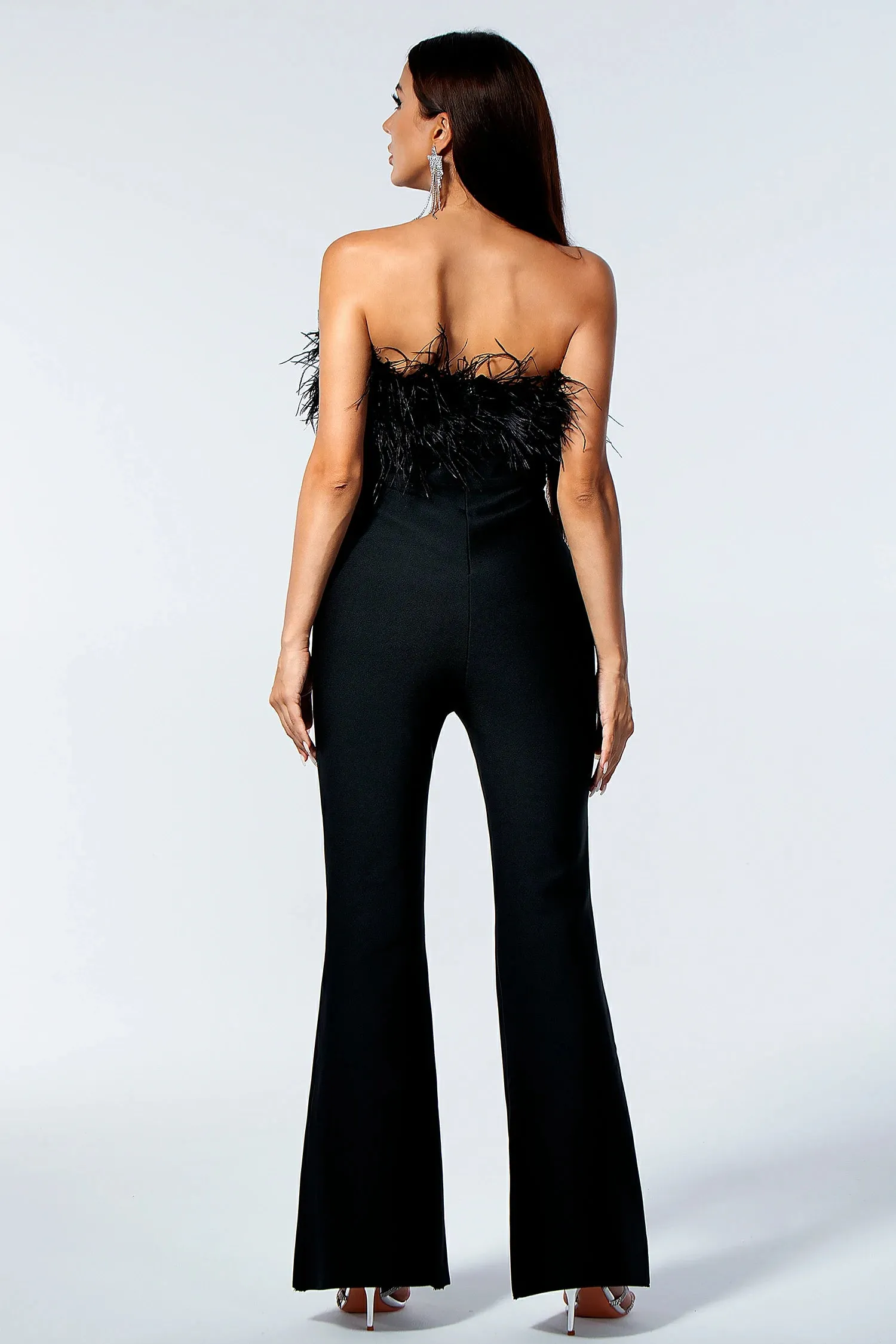 Hecate Ostrich Feather Wide Leg Jumpsuit