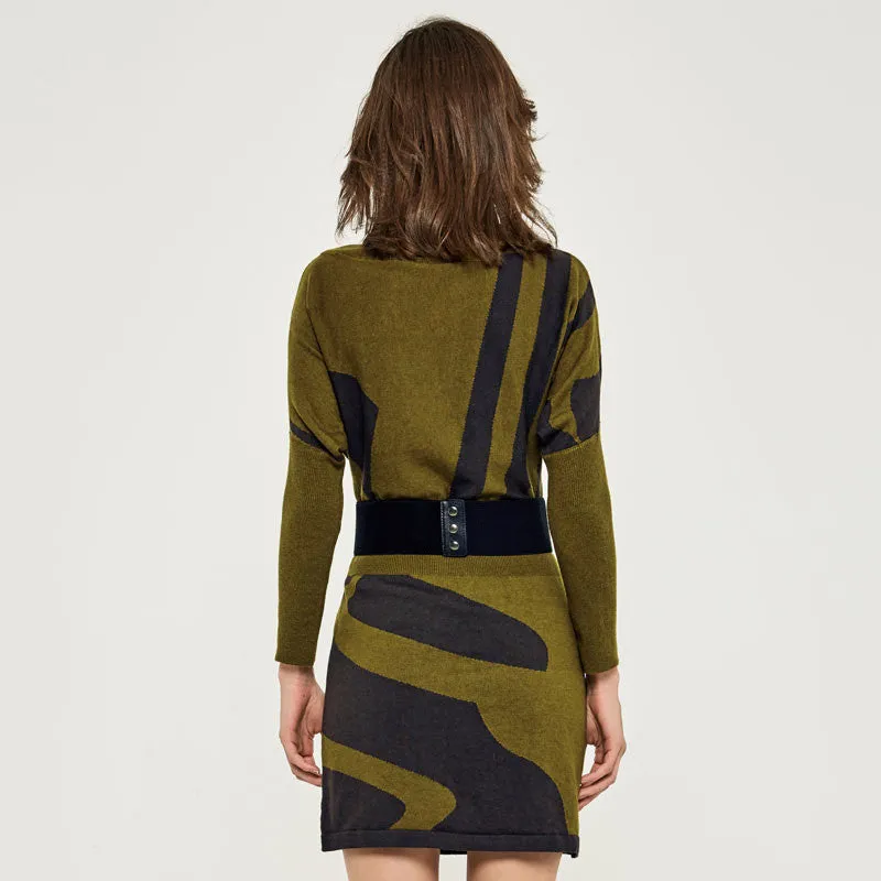 Knitted Loose Dress With Sashes